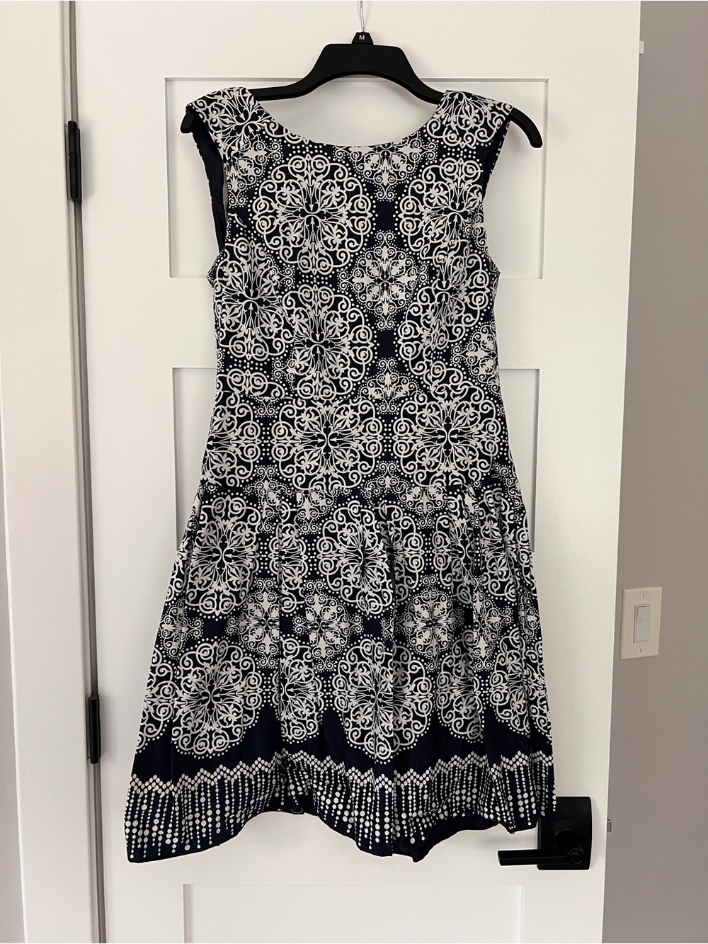 Robbie Bee Navy & White Printed Dress